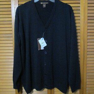 Harriton men's NEW sweater cardigan Grandpa core navy soft & stretchy size XL